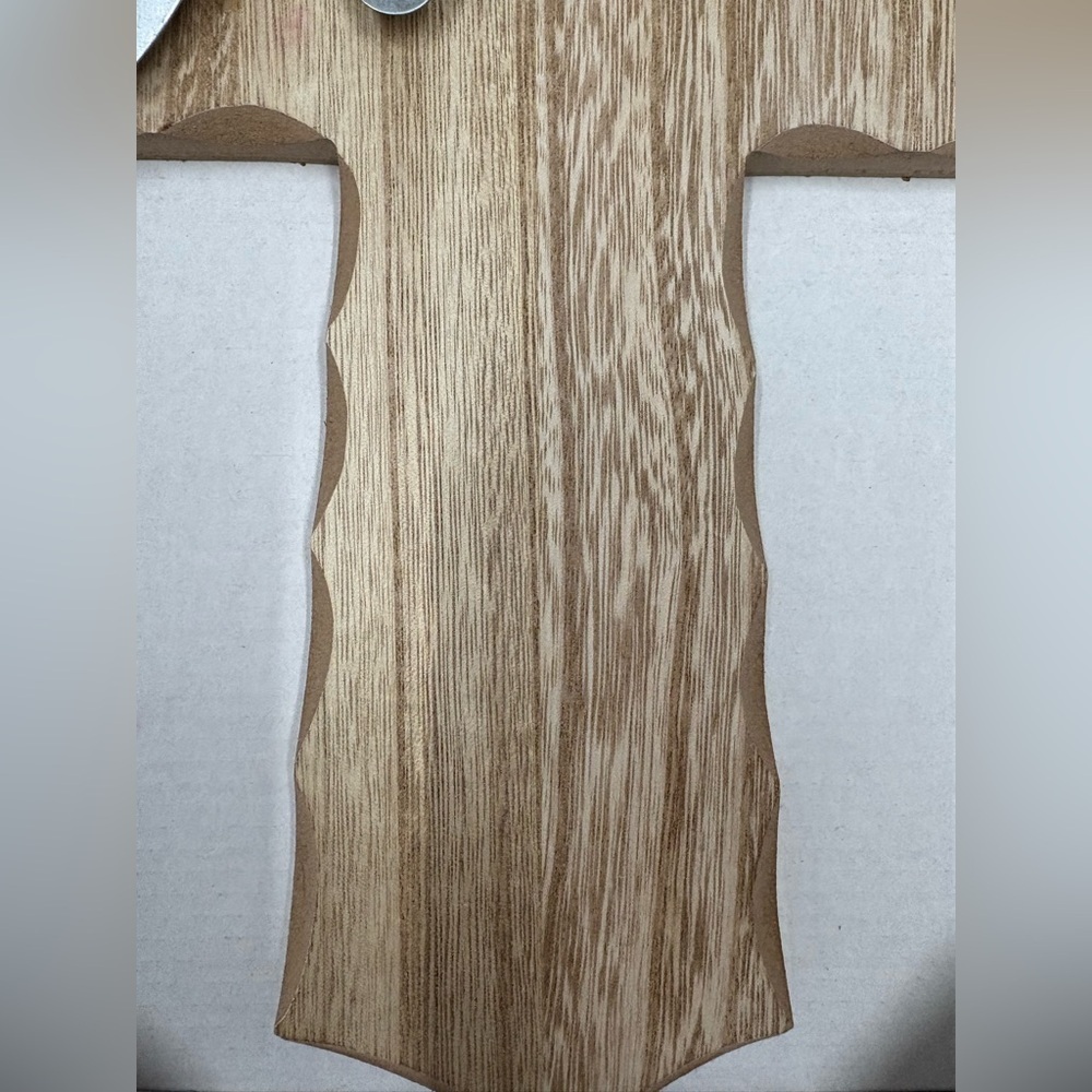 NEW Cross Wooden Silver Grace Metal Accent Home Decor Hang Picture Religious - Picture 2 of 4